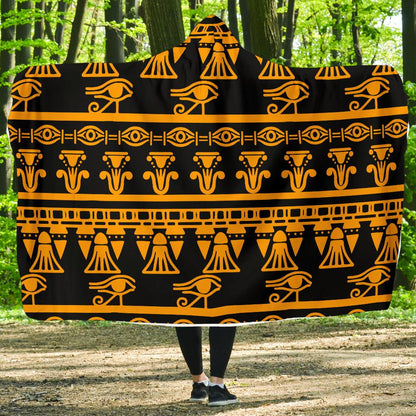Eye of Horus Tribal Egypt Pattern Hooded Blanket-JTAMIGO.COM