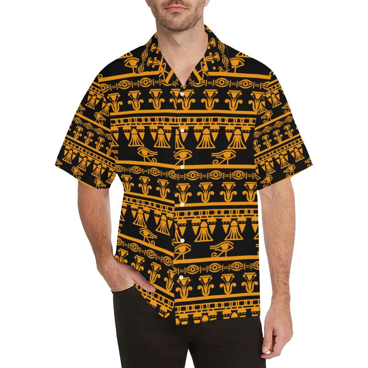 Eye of Horus Tribal Egypt Pattern Men Aloha Hawaiian Shirt