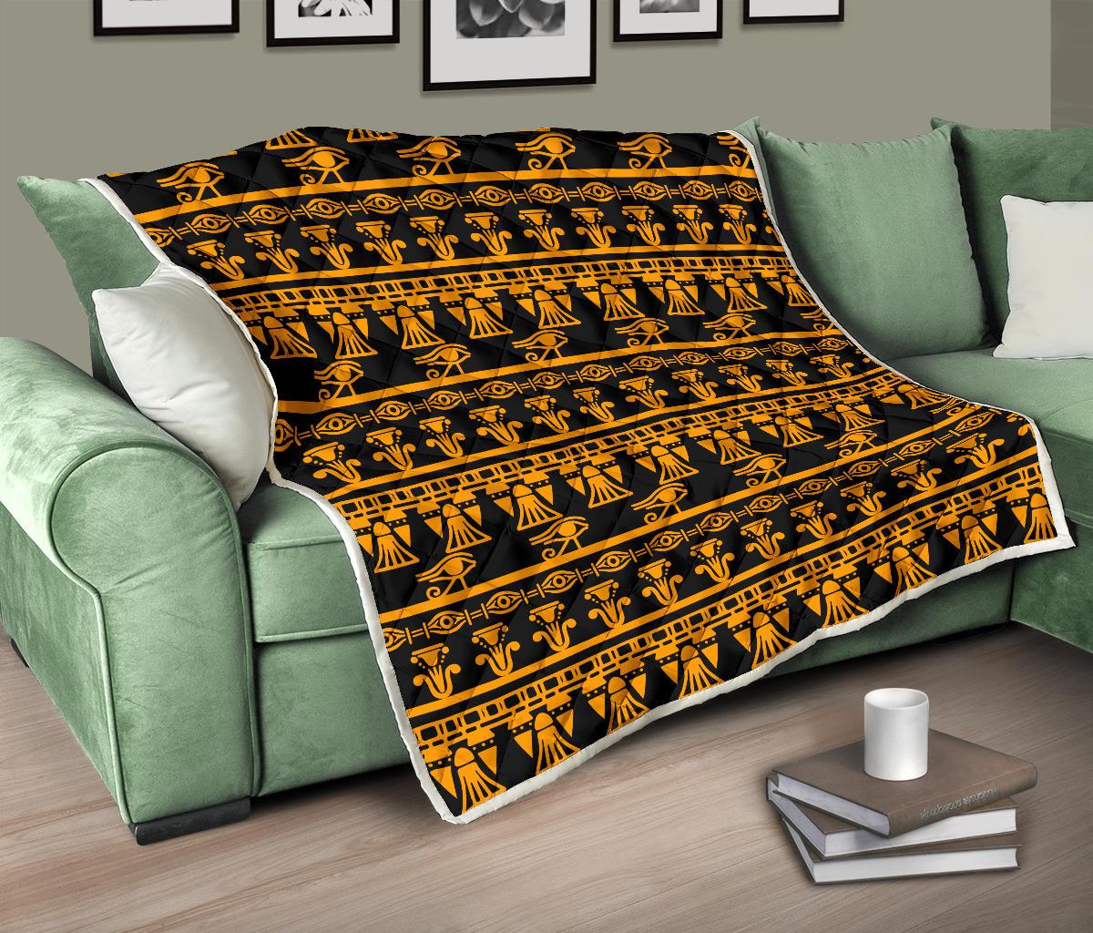 Eye of Horus Tribal Egypt Pattern Premium Quilt-JTAMIGO.COM