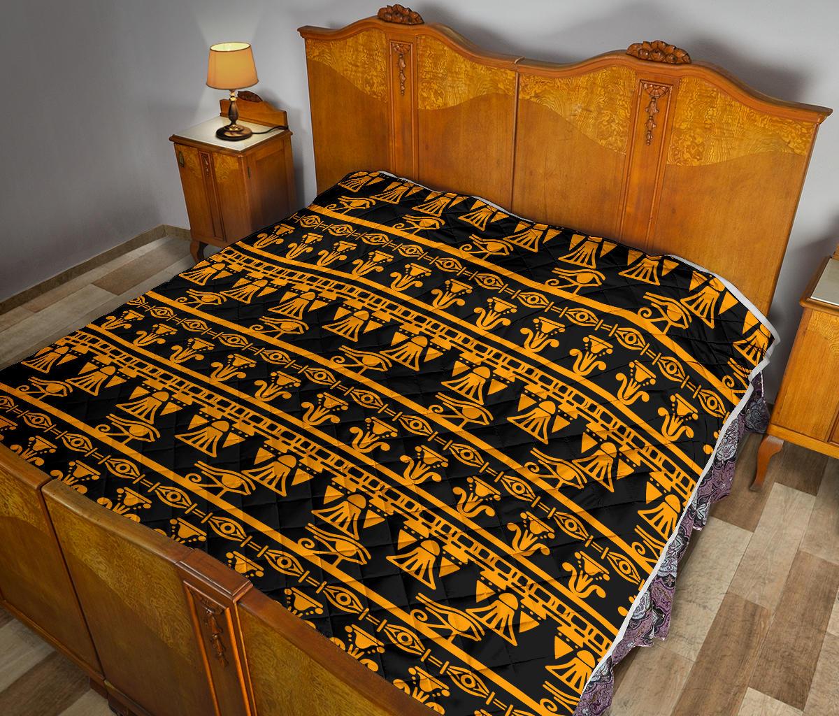 Eye of Horus Tribal Egypt Pattern Premium Quilt-JTAMIGO.COM