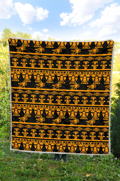 Eye of Horus Tribal Egypt Pattern Premium Quilt-JTAMIGO.COM