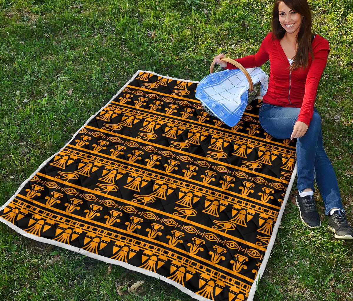 Eye of Horus Tribal Egypt Pattern Premium Quilt-JTAMIGO.COM