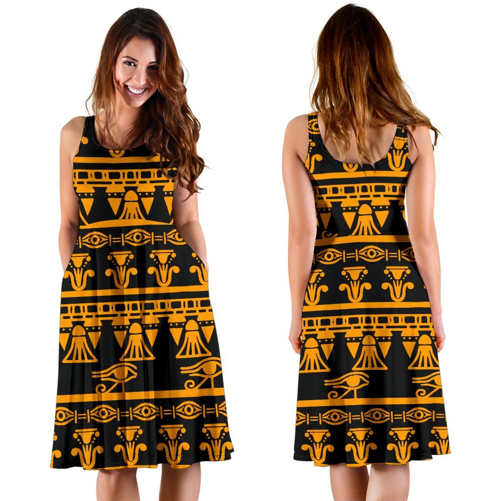Eye Of Horus Tribal Egypt Pattern Sleeveless Dress