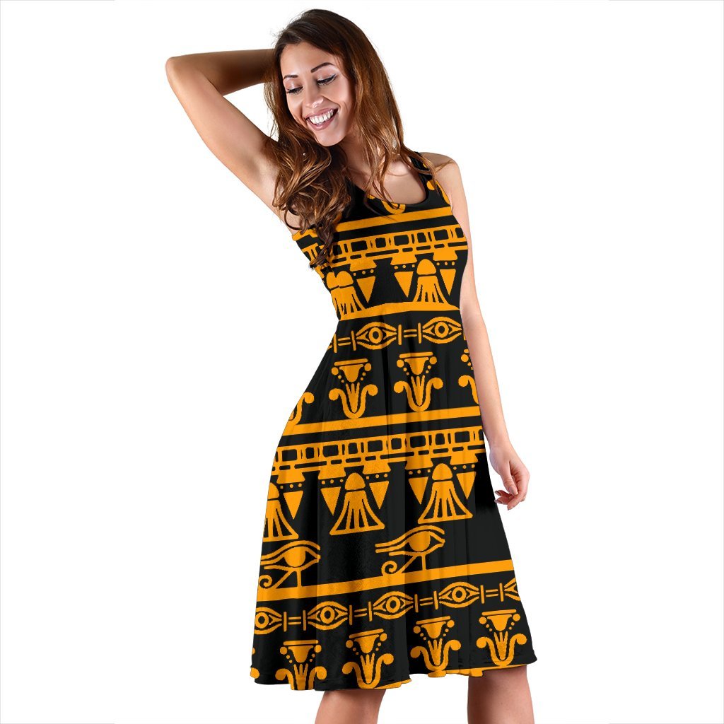 Eye Of Horus Tribal Egypt Pattern Sleeveless Dress