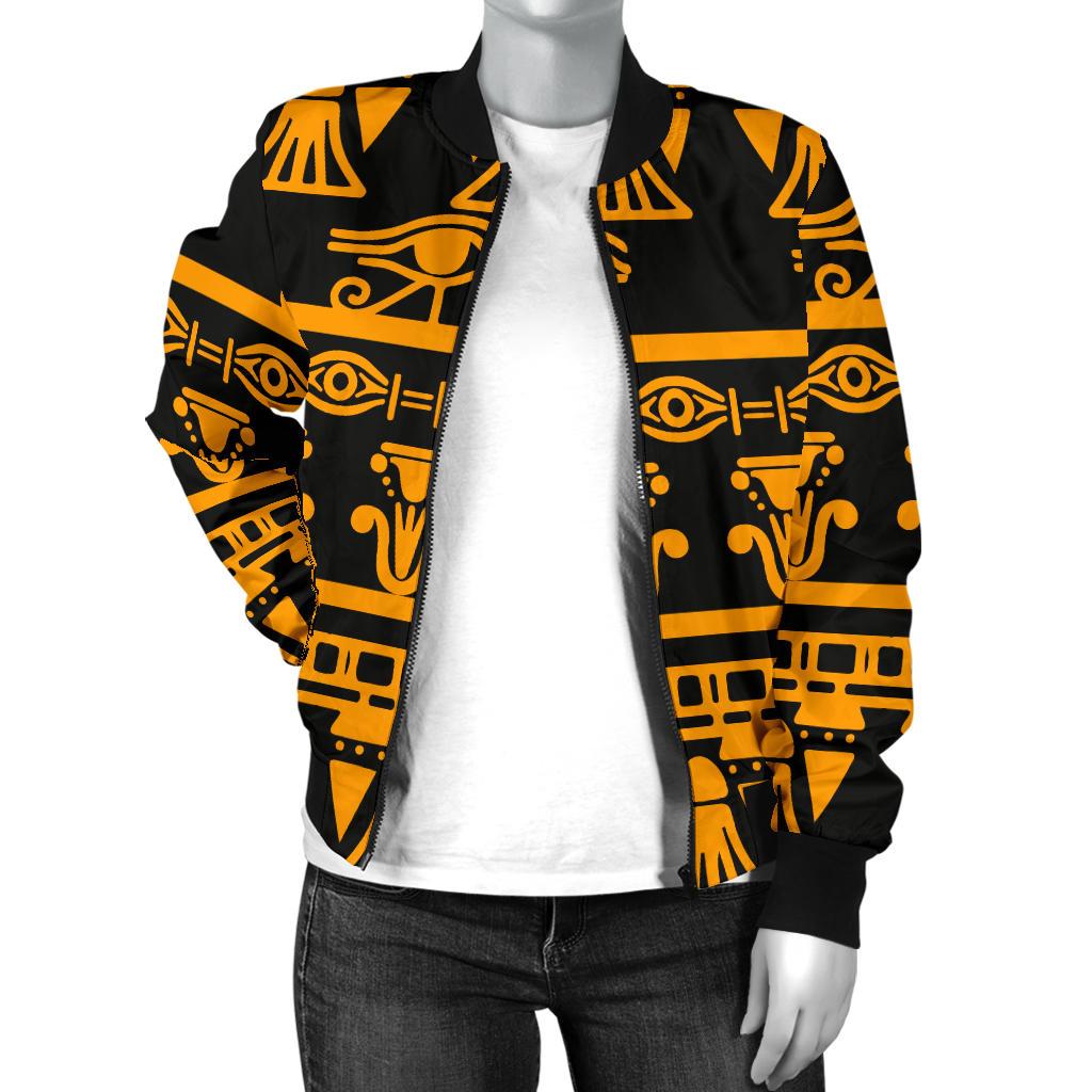 Eye of Horus Tribal Egypt Pattern Women Casual Bomber Jacket