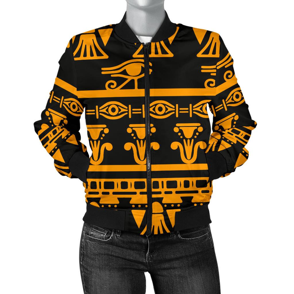 Eye of Horus Tribal Egypt Pattern Women Casual Bomber Jacket