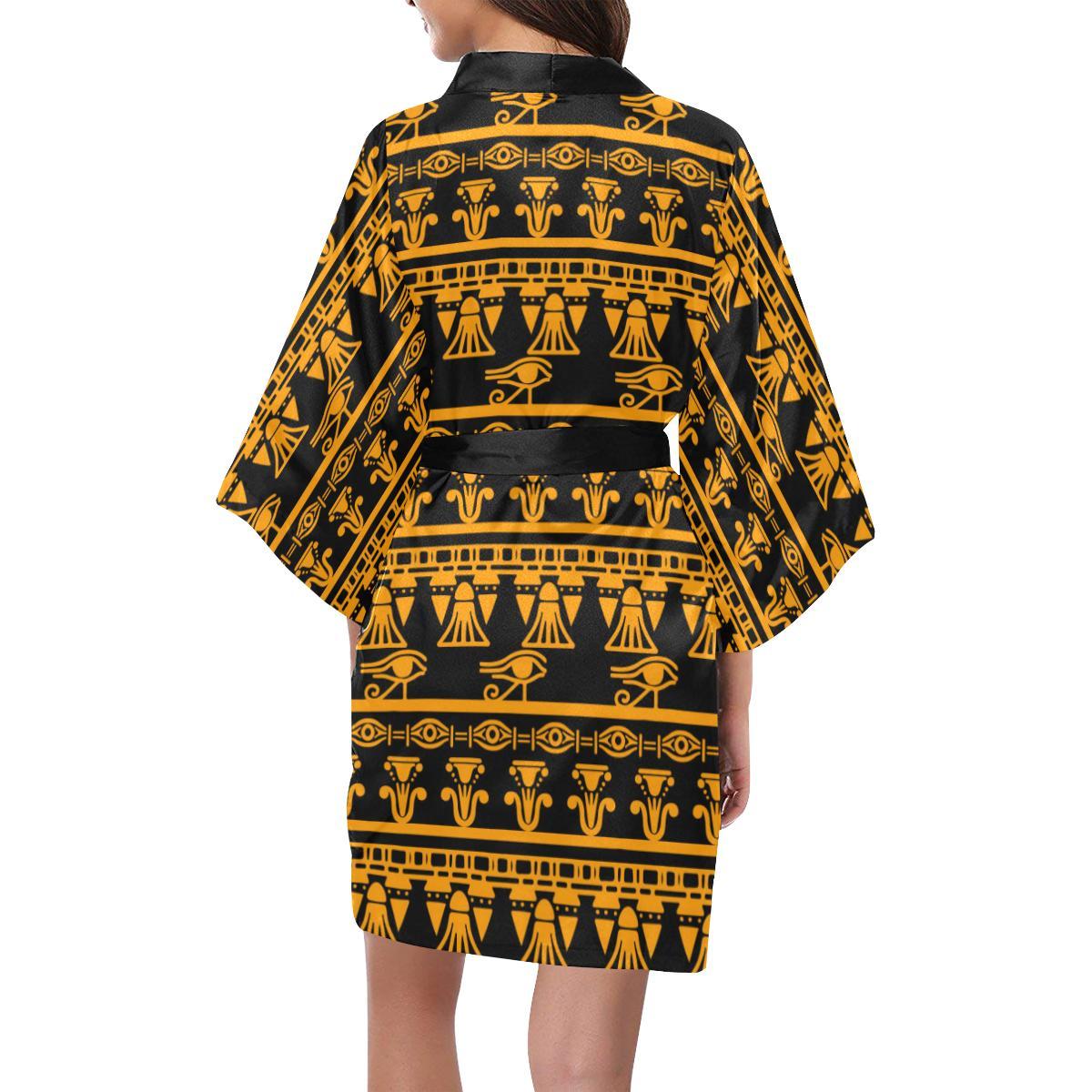 Eye of Horus Tribal Egypt Pattern Women Short Kimono Robe