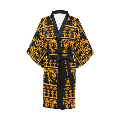 Eye of Horus Tribal Egypt Pattern Women Short Kimono Robe