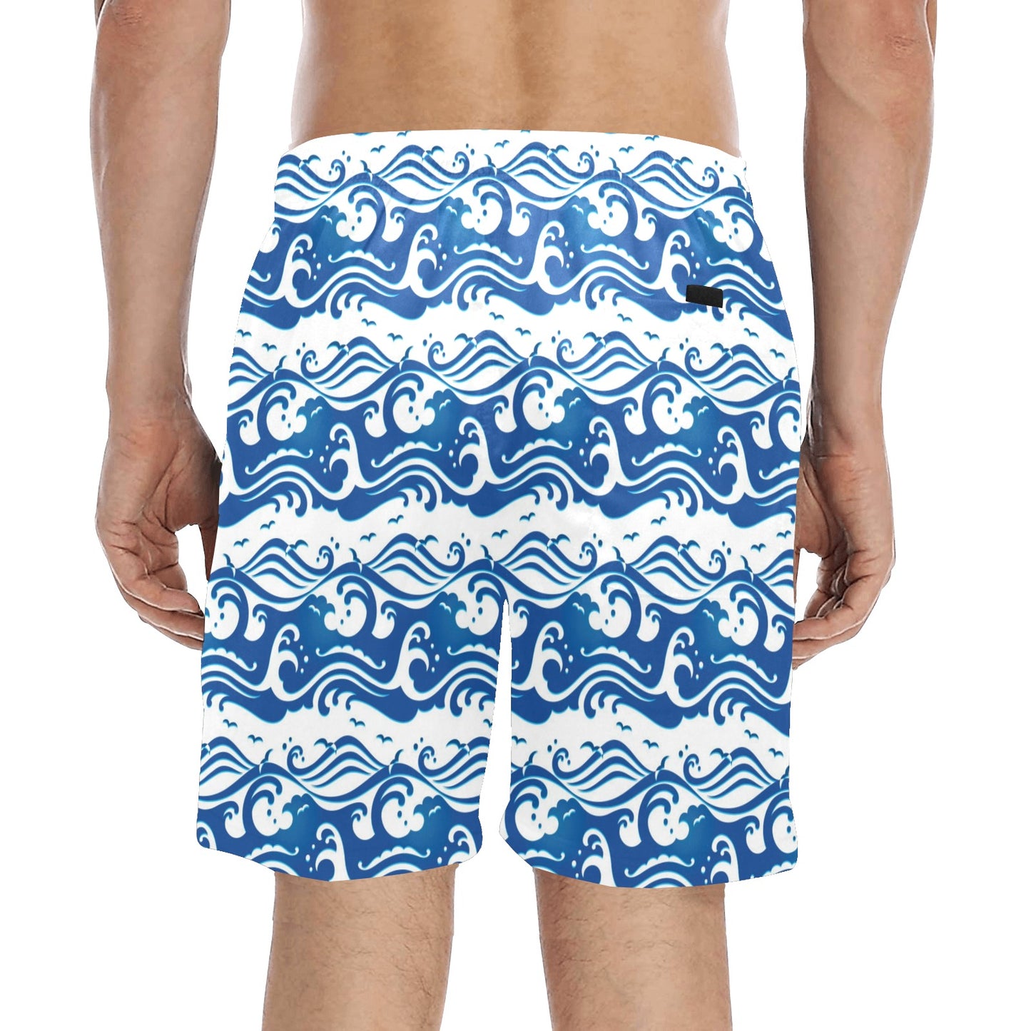 Wave Print Design LKS303 Men's Swim Trunks Beach Shorts