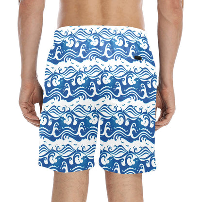Wave Print Design LKS303 Men's Swim Trunks Beach Shorts