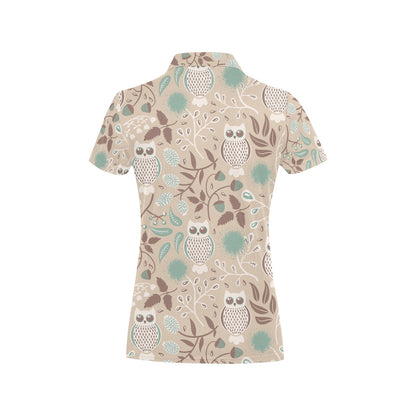 Owl Pattern Print Design A02 Women's Polo Shirt