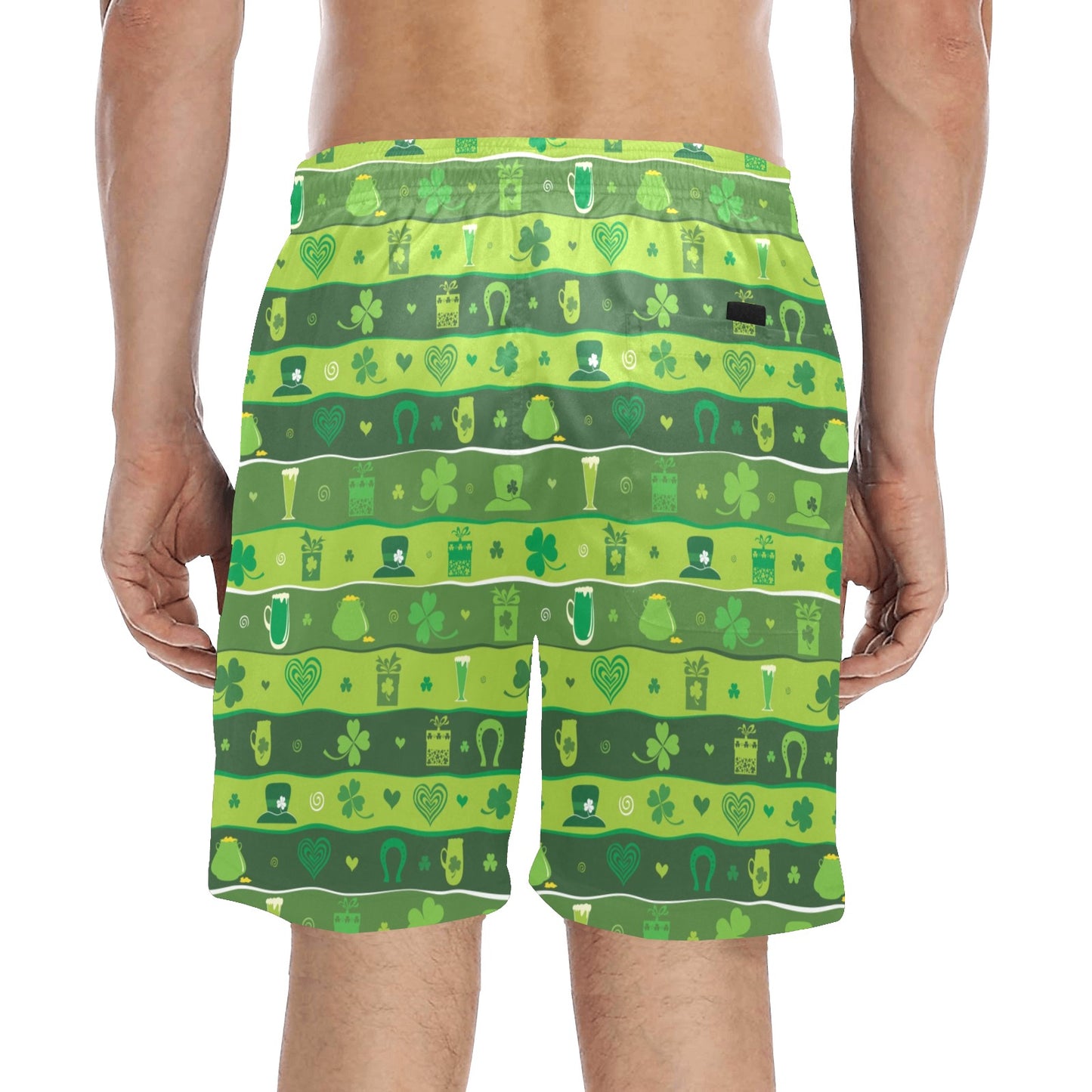 Shamrock Print Design LKS303 Men's Swim Trunks Beach Shorts