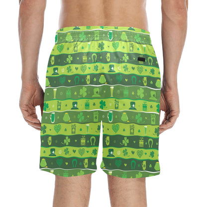 Shamrock Print Design LKS303 Men's Swim Trunks Beach Shorts