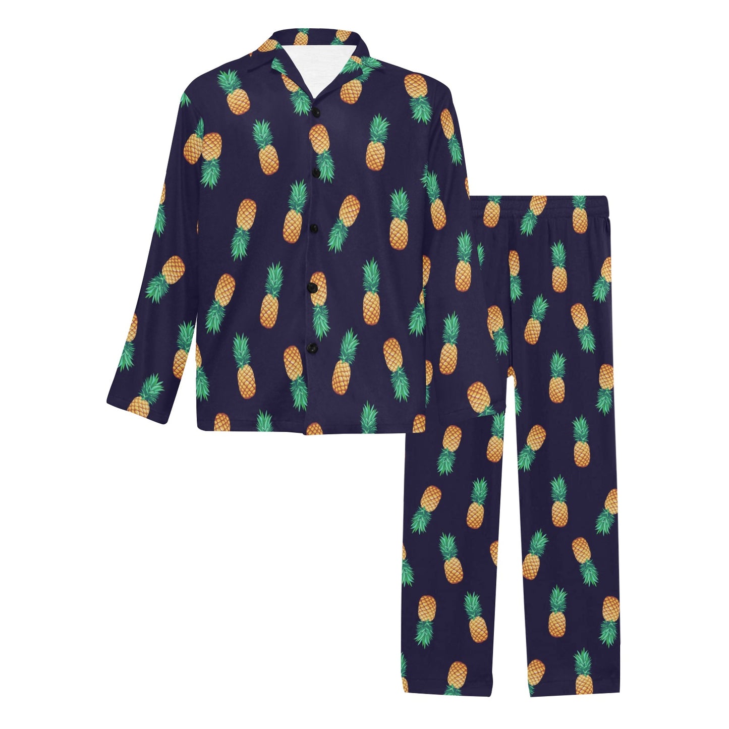 Pineapple Pattern Men's Long Pajama Set