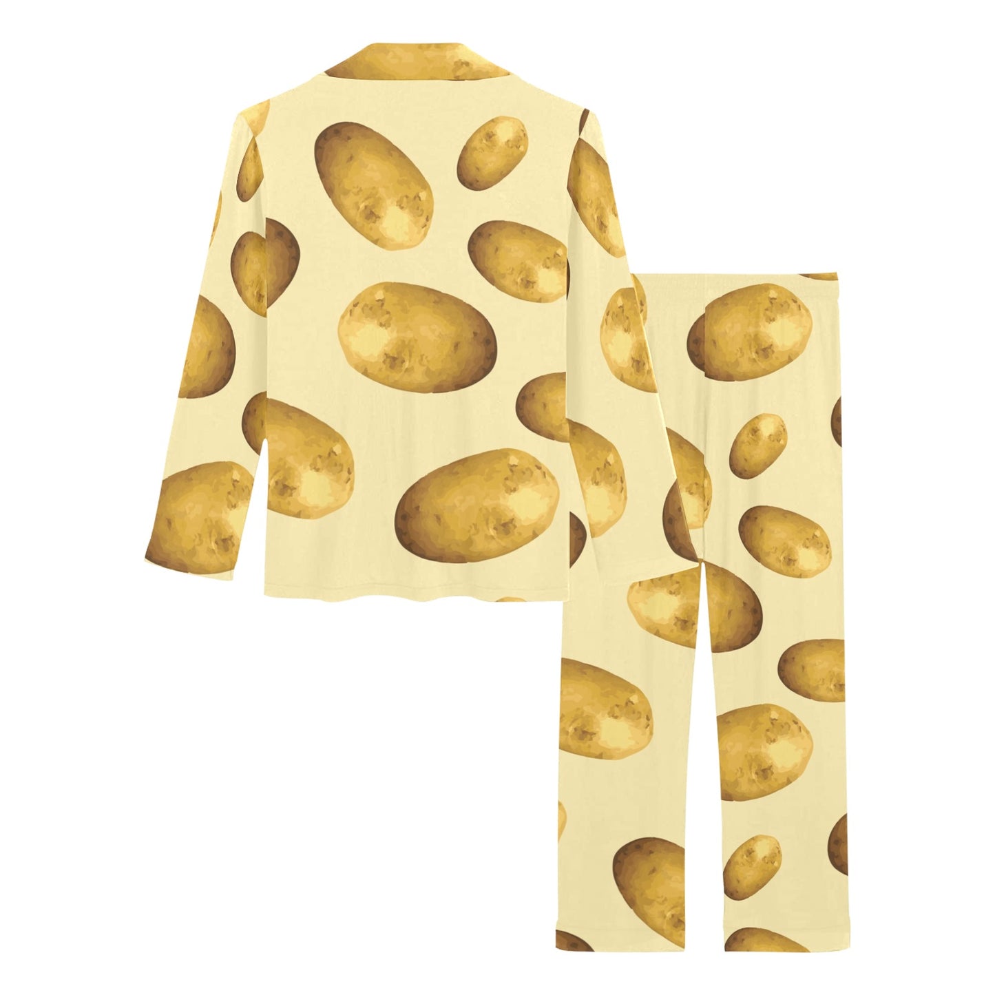 Potato Pattern Print Design A01 Women's Long Pajama Set
