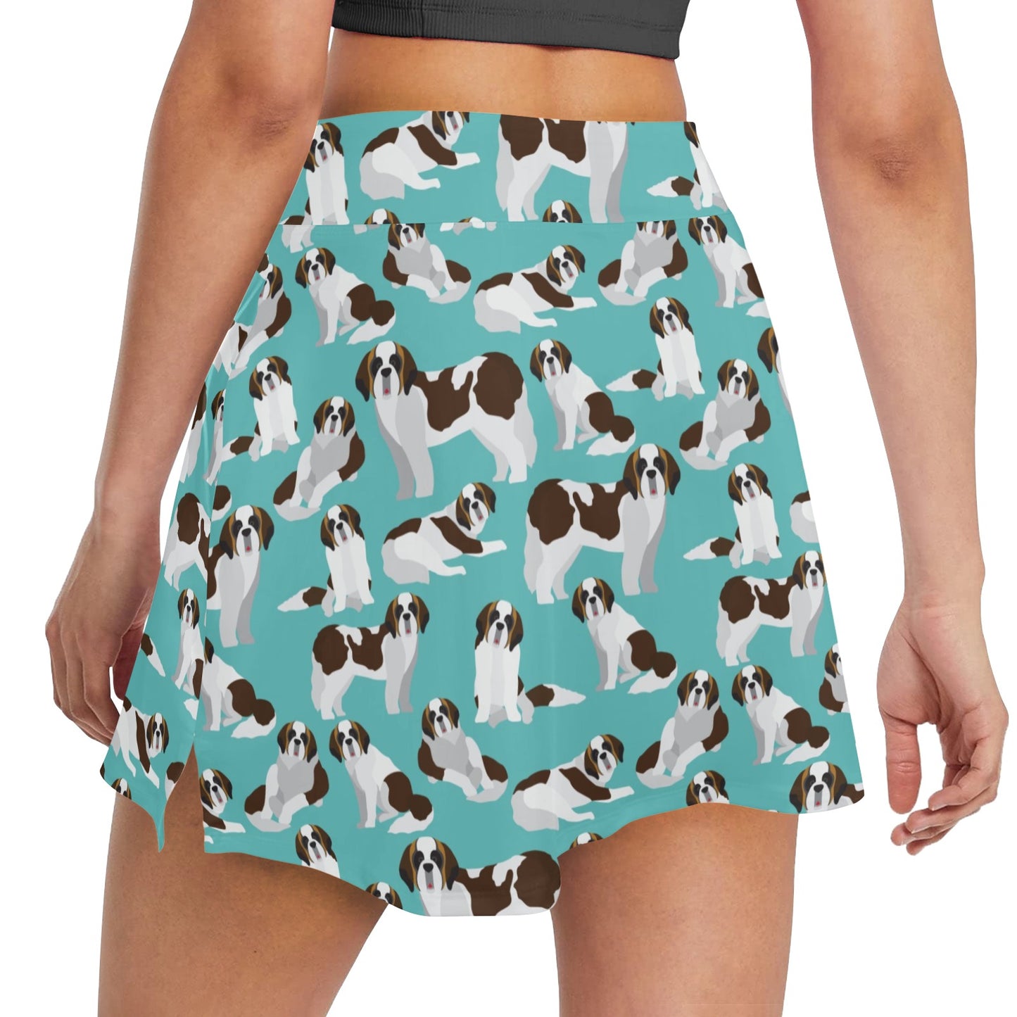 St Bernards Print Design LKS302 17" Golf & Pickleball Skort with Pockets