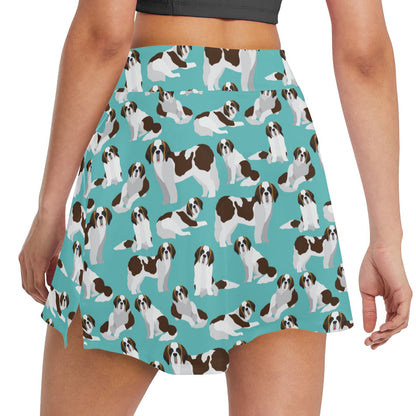 St Bernards Print Design LKS302 17" Golf & Pickleball Skort with Pockets