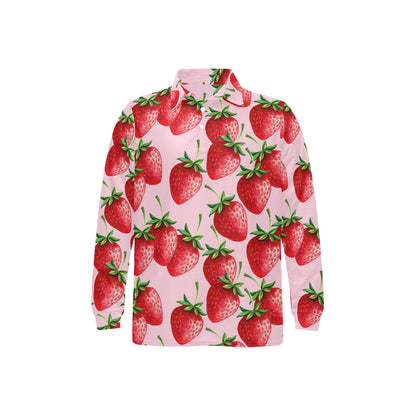 Strawberry Pattern Print Design SB03 Long Sleeve Polo Shirt For Men's