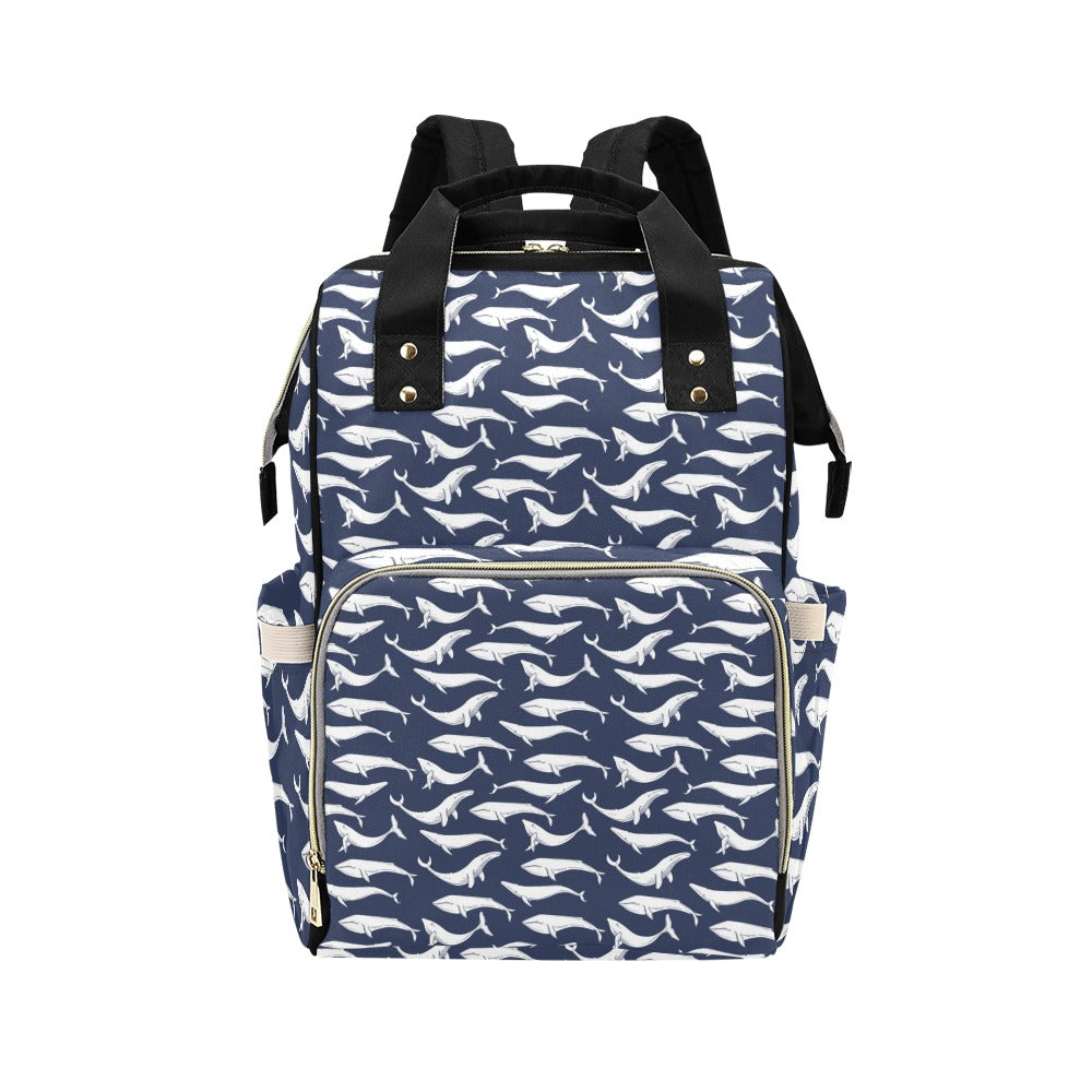 Whale Print Design LKS308 Diaper Bag Backpack