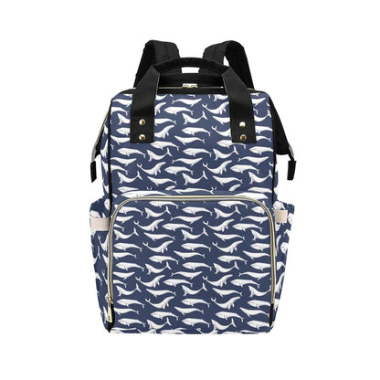 Whale Print Design LKS308 Diaper Bag Backpack