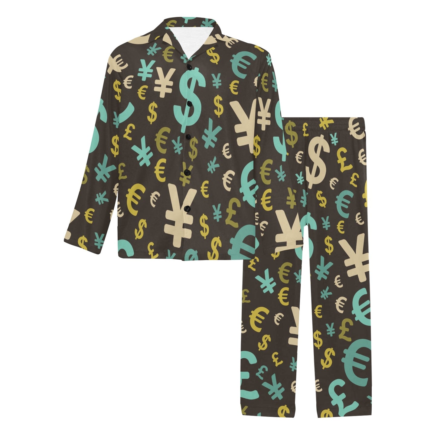 Money Pattern Print Design 01 Men's Long Pajama Set
