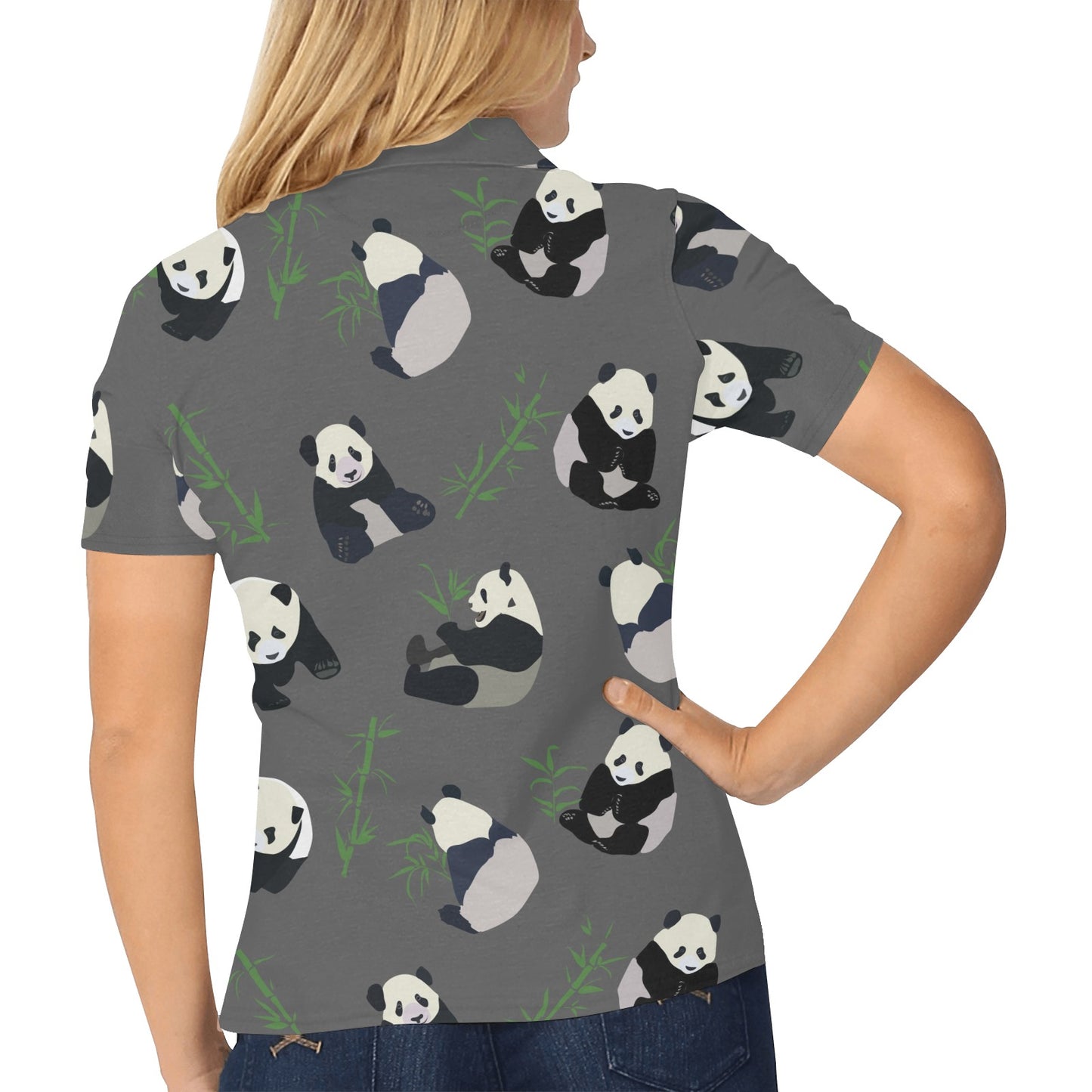 Panda Pattern Print Design A06 Women's Polo Shirt