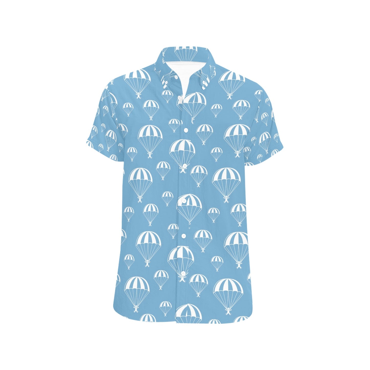 Skydiver Print Design LKS305 Men Short Sleeve Button Up Shirt