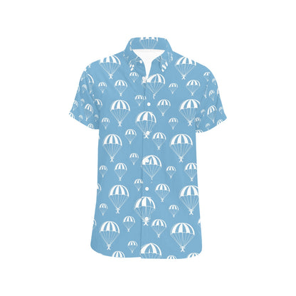Skydiver Print Design LKS305 Men Short Sleeve Button Up Shirt