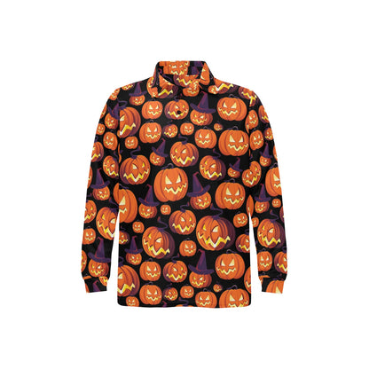 Halloween Pattern Print Design 04 Long Sleeve Polo Shirt For Men's