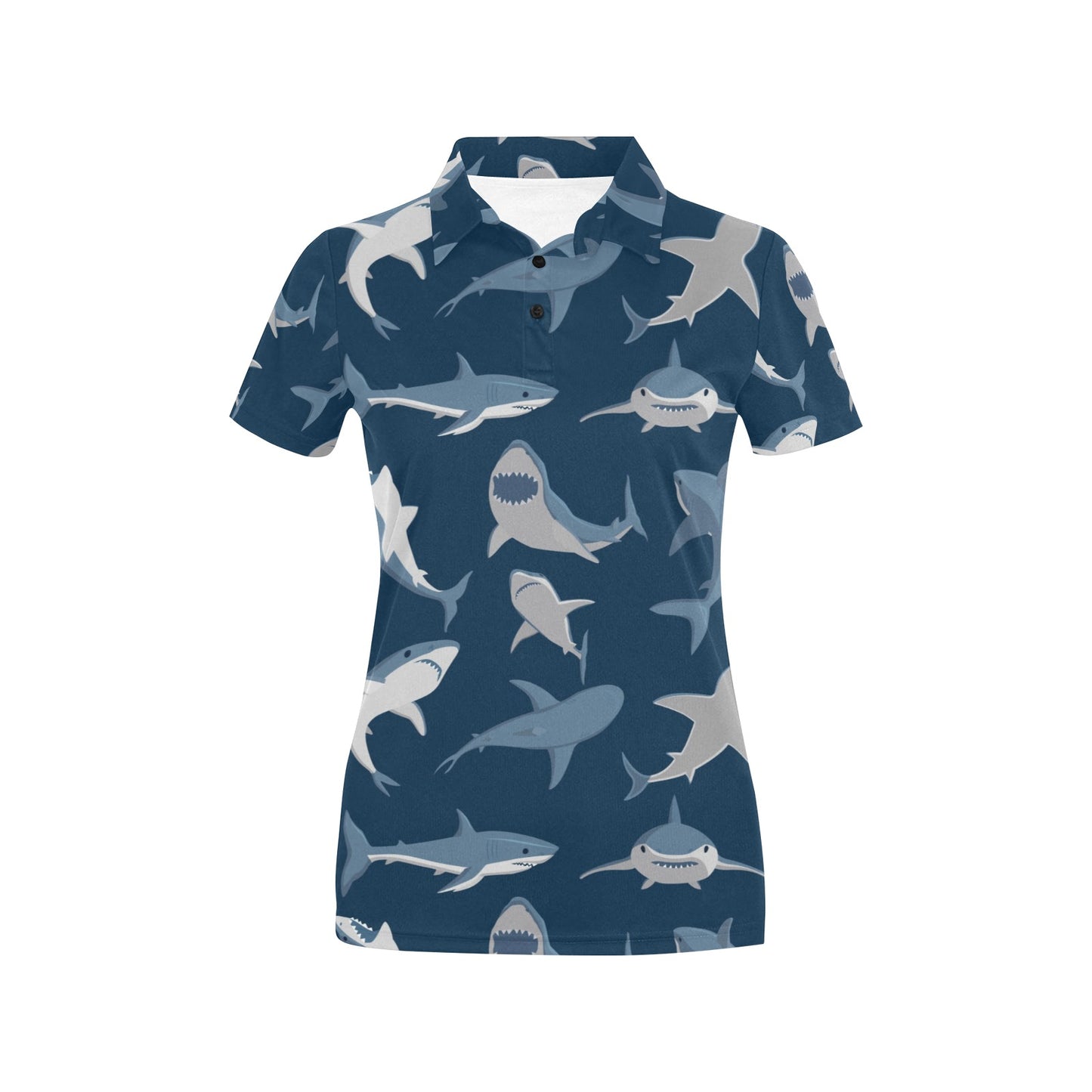 Shark Action Pattern Women's Polo Shirt