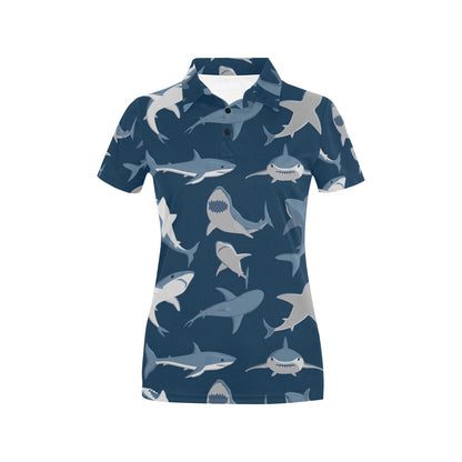 Shark Action Pattern Women's Polo Shirt