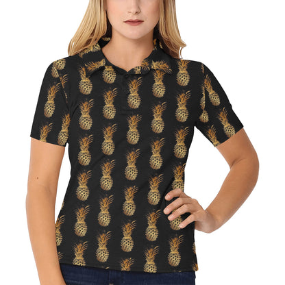 Pineapple Pattern Print Design A02 Women's Polo Shirt