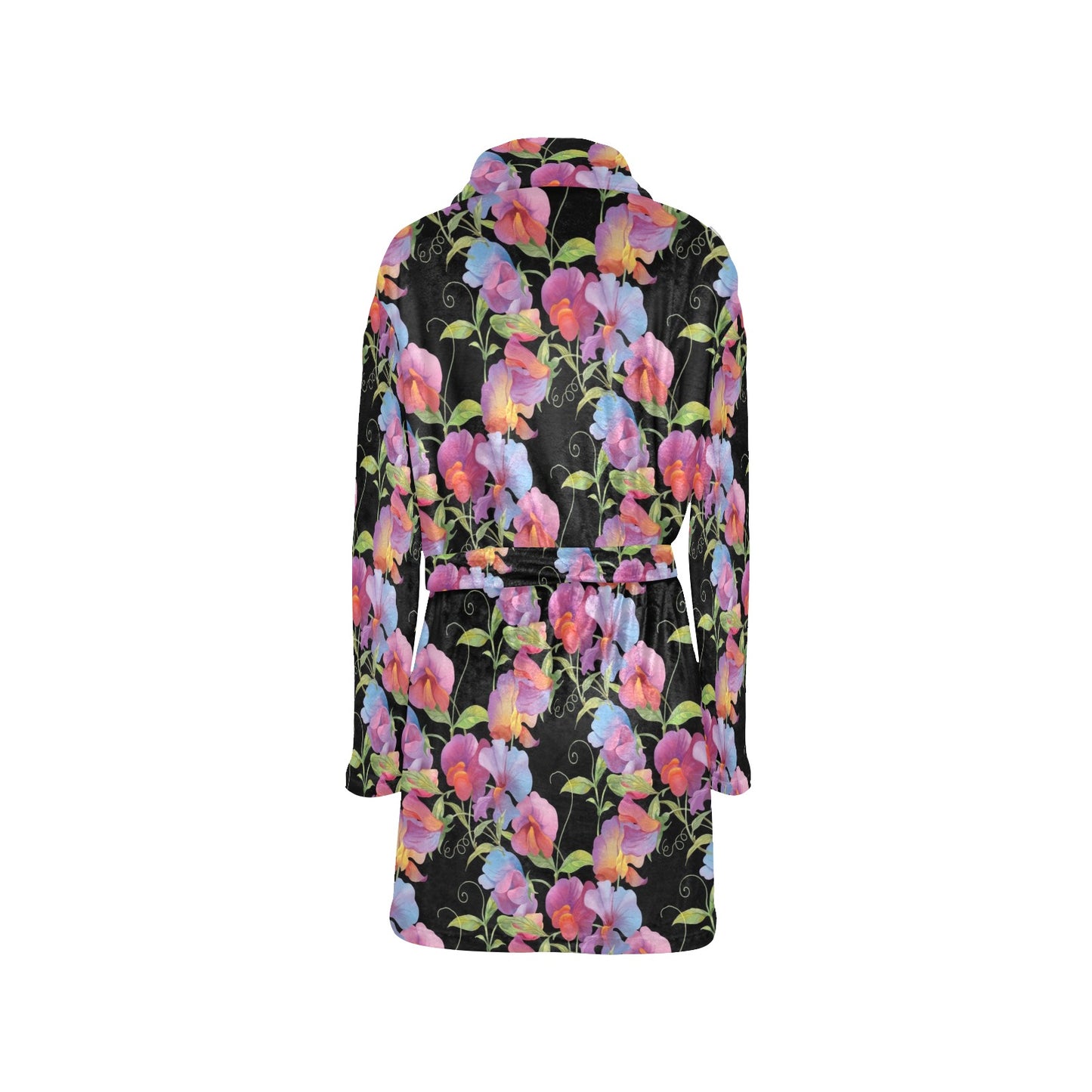 Peony Pattern Print Design PE012 Women's Fleece Robe