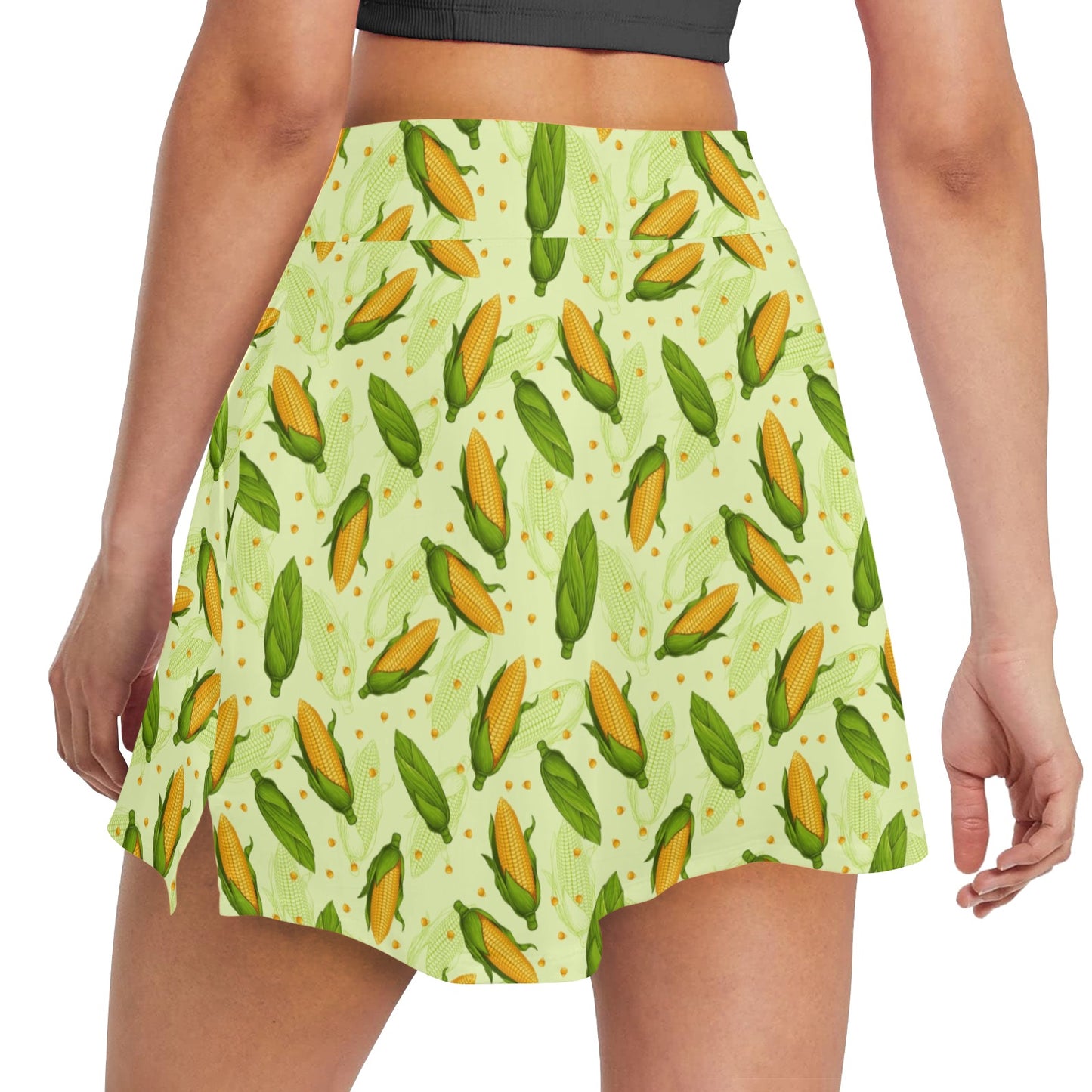 Agricultural Fresh Corn cob Print Pattern 17" Golf & Pickleball Skort with Pockets