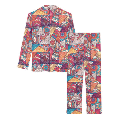 Patchwork Print Design LKS401 Women's Long Pajama Set