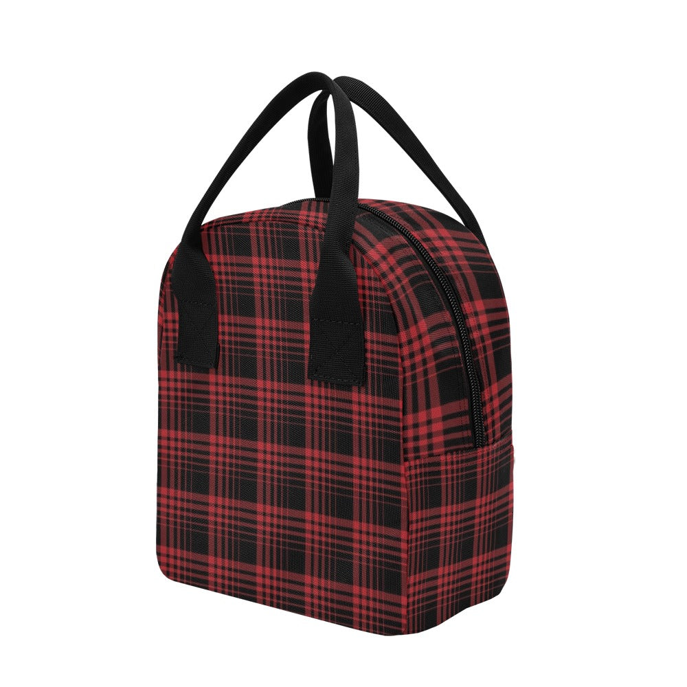 Tartan Red Black Print Design LKS303 Insulated Lunch Bag