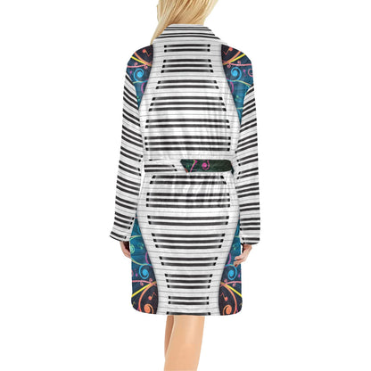 Piano Pattern Print Design 01 Women's Fleece Robe