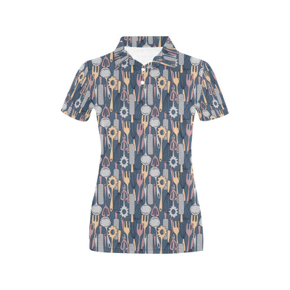 Cooking Kitchen Tools Pattern Print Design 05 Women's Polo Shirt