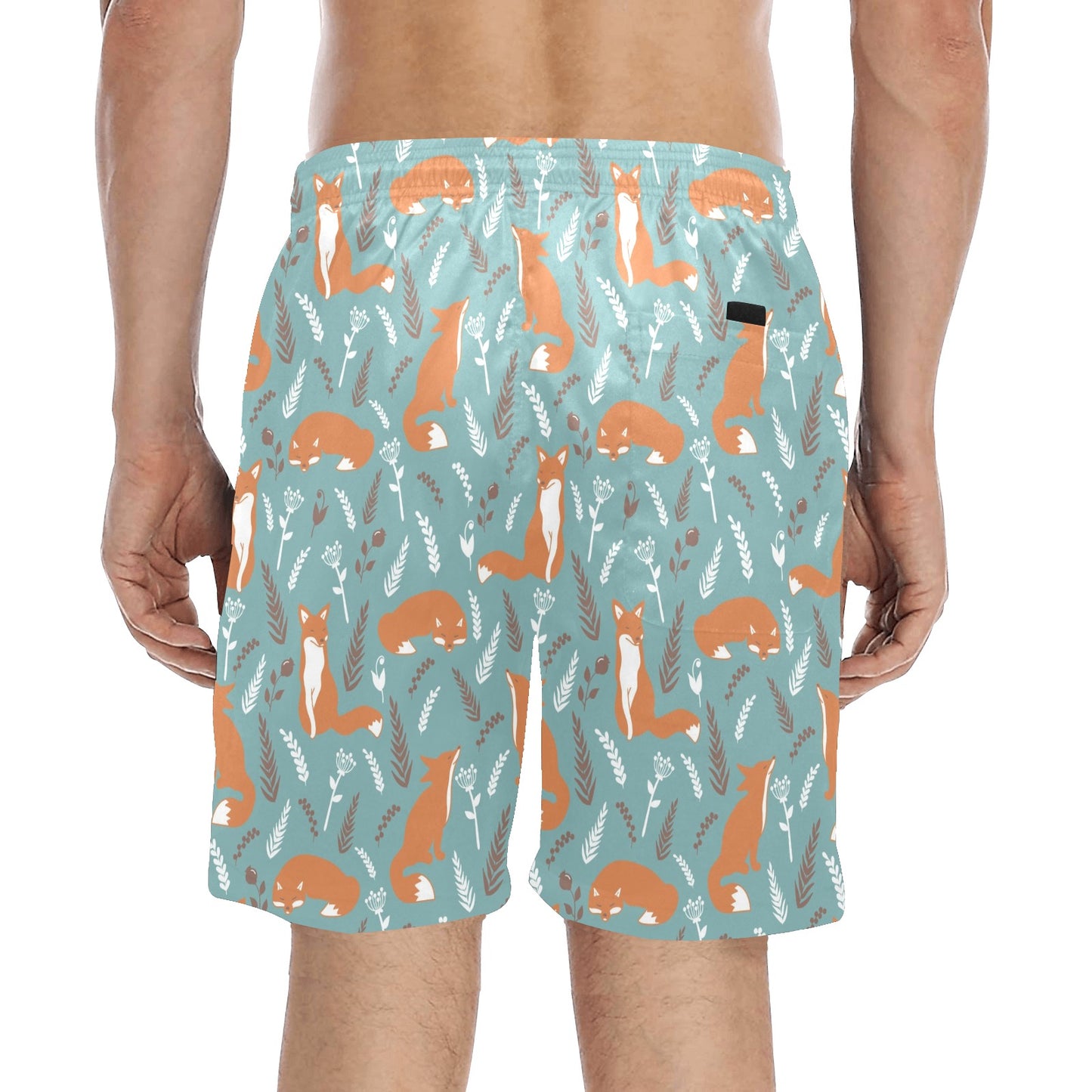 Fox Forest Print Pattern Men's Swim Trunks Beach Shorts