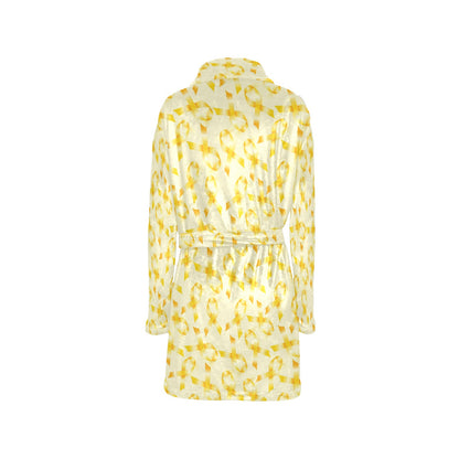 Childhood cancer Pattern Print Design 01 Women's Fleece Robe