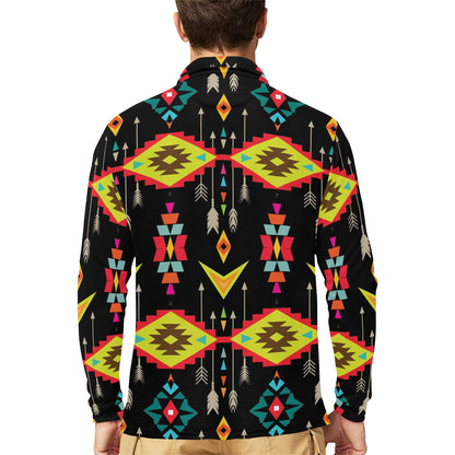 Native Pattern Print Design A05 Long Sleeve Polo Shirt For Men's