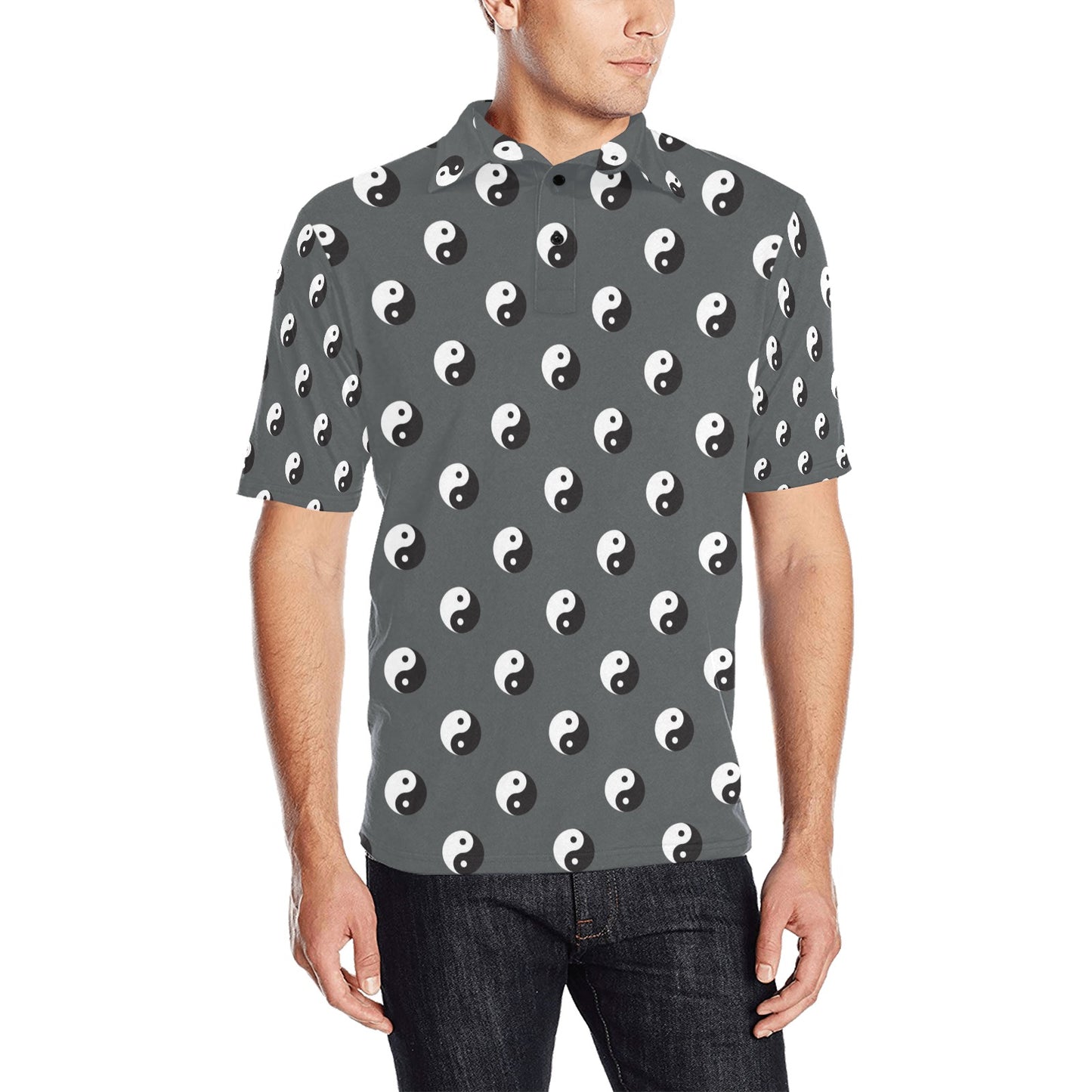Yin Yang Print Design LKS303 Men Polo Shirt