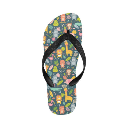 Safari Animal Cartoon Print Design LKS305 Flip Flops