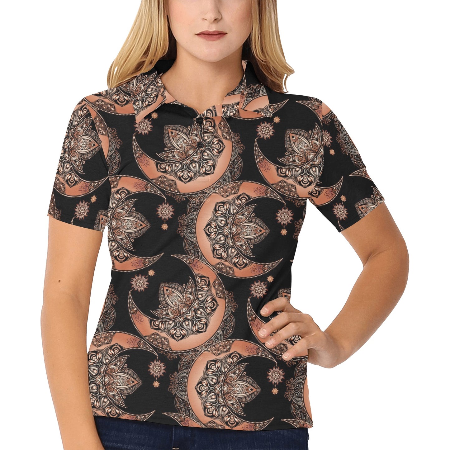 Sun Moon Mandala Women's Polo Shirt