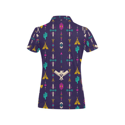 Native American Eagle Indian Pattern Women's Polo Shirt