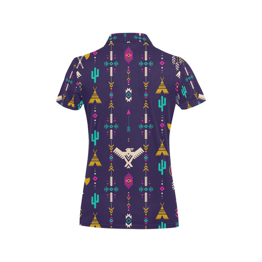 Native American Eagle Indian Pattern Women's Polo Shirt