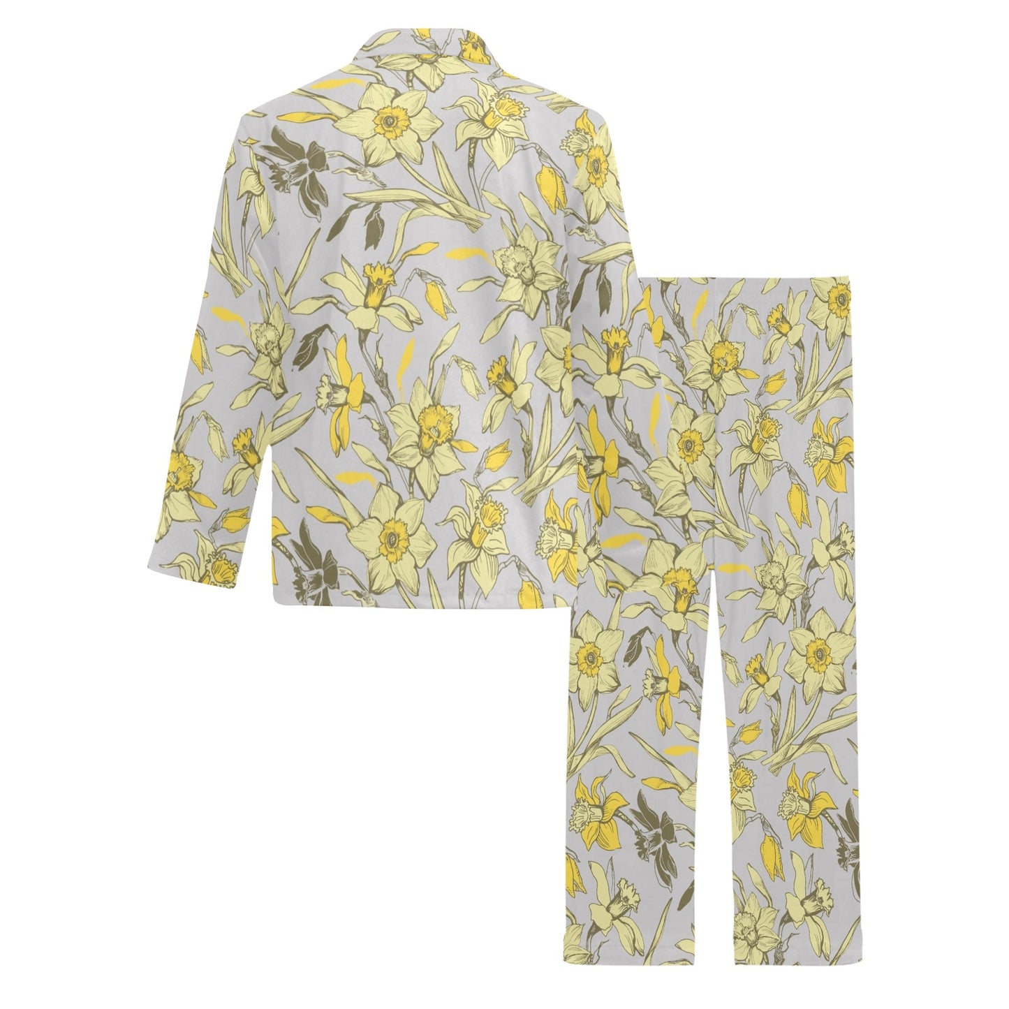 Daffodils Pattern Print Design DF05 Men's Long Pajama Set