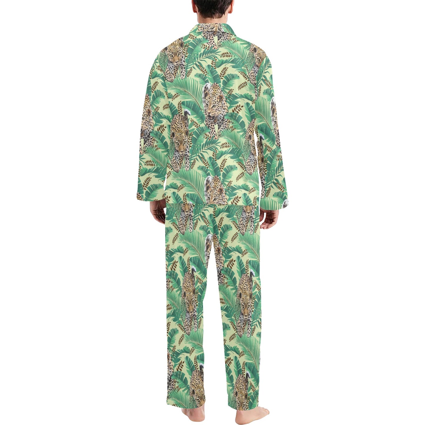 Leopard Pattern Print Design 03 Men's Long Pajama Set
