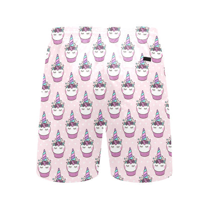 Cupcakes Unicorn Print Pattern Men's Swim Trunks Beach Shorts
