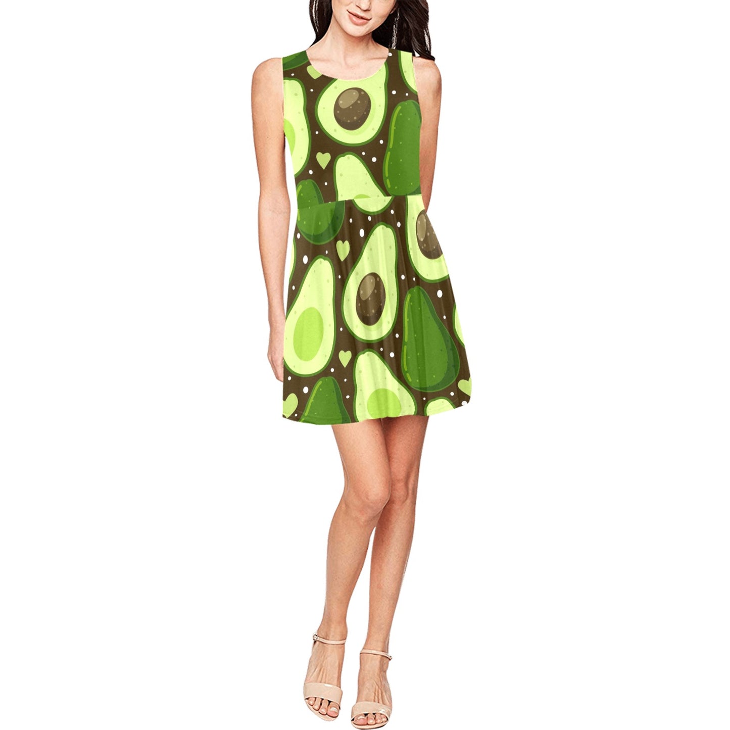 Avocado Pattern Print Design AC04 Sleeveless Dress